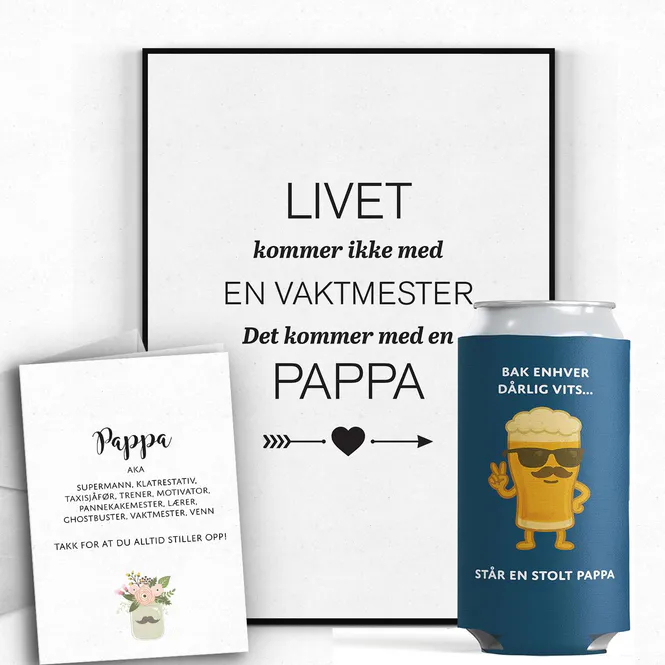 Hovedbilde PAKKEPRIS Pappa Vaktmester, kort og bokskjøler