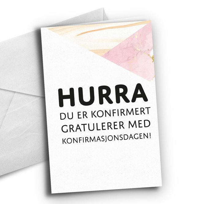 Hovedbilde Hurra du er konfirmert (rosa marmor)