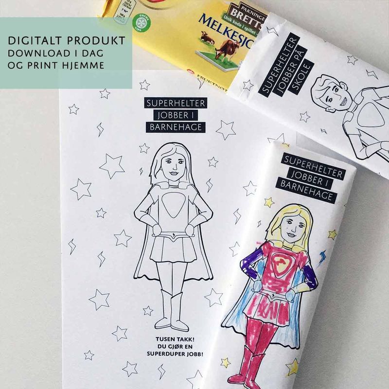 Gavepapir: Superhelt Bhg Dame- Digital PDF