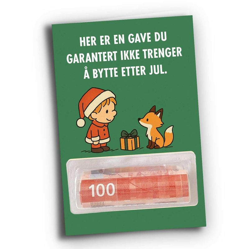 Gutten og reven- julekort med pengeholder