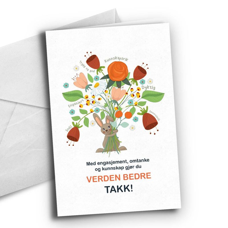 Du gjør verden bedre-Kanin med blomster