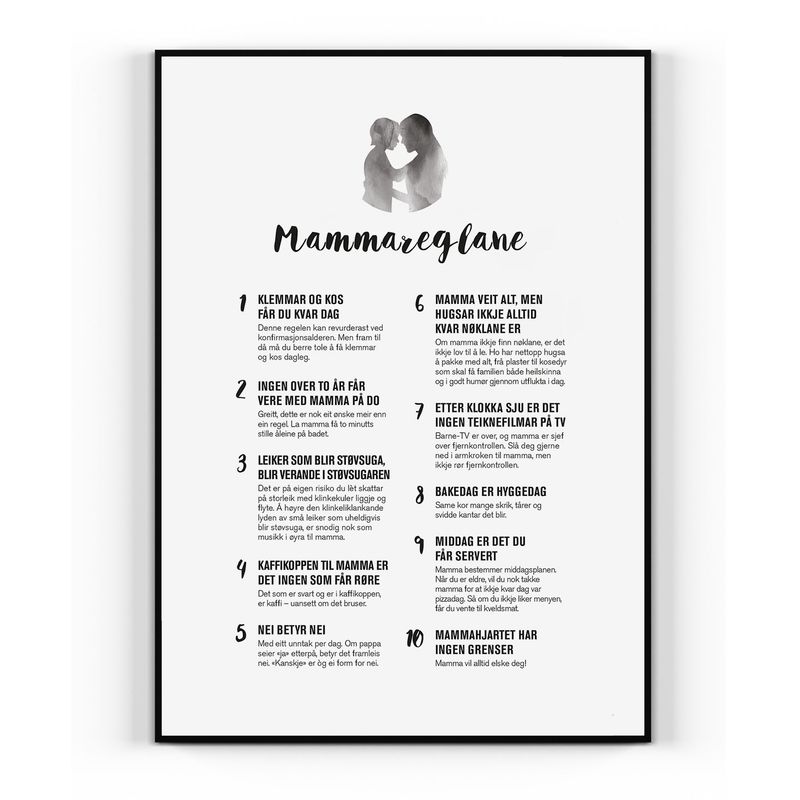 Nynorsk Mammareglene plakat