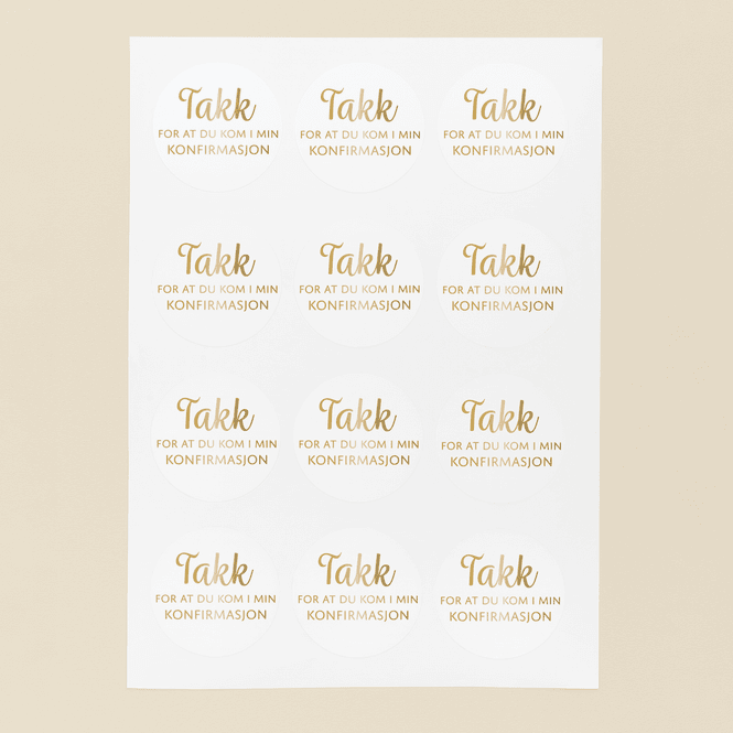 Hovedbilde Klister 24stk - Takk for - Konfirmasjon gull