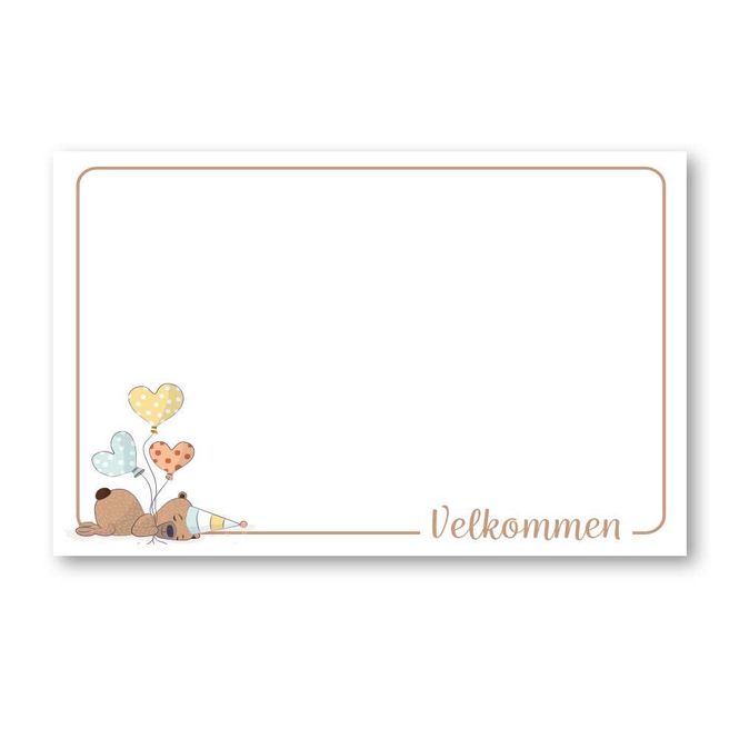 Hovedbilde Velkommen - Sovende bjørn - Enkle Bordkort 20stk