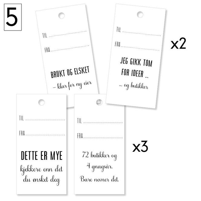 Hovedbilde 10stk - Sett 5- Til og fra lapper 7x15cm