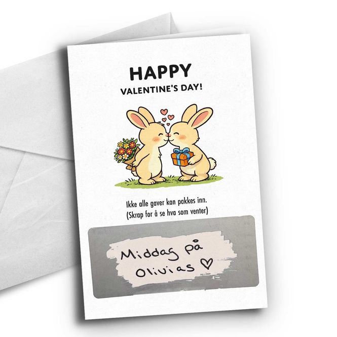 Hovedbilde Valentines bunny - kort med skrapefelt
