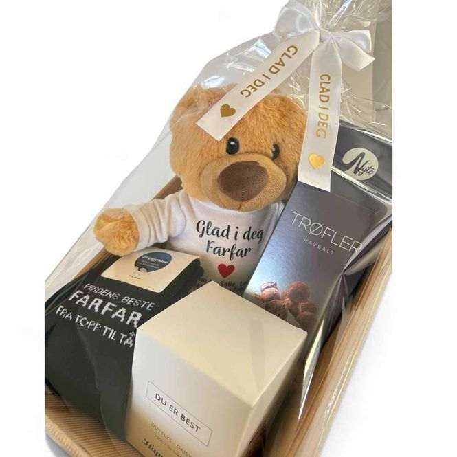 Hovedbilde Gavekurv farfar med personlig bamse - skriv din ...