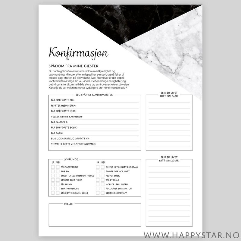 Spådomsark svart marble