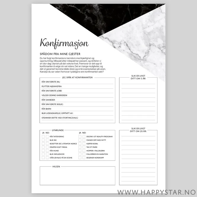 Hovedbilde Spådomsark svart marble