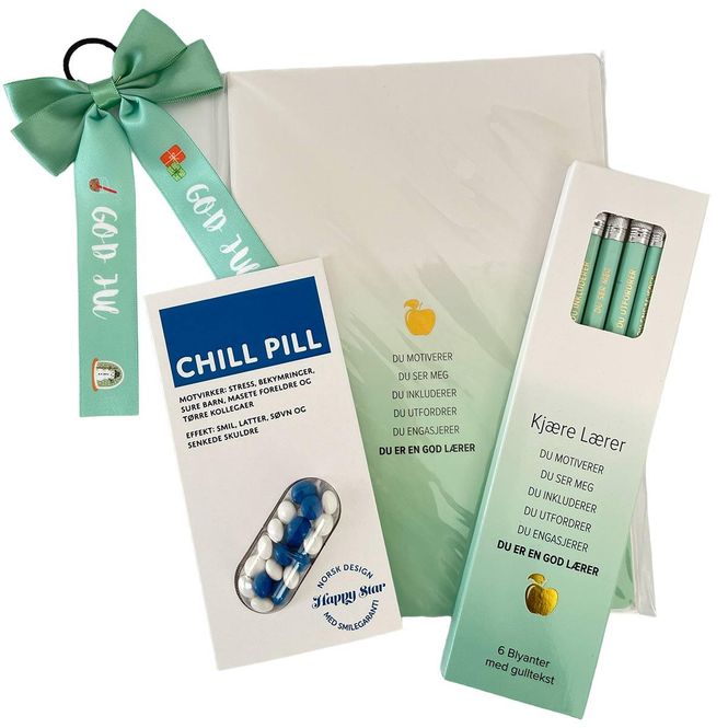 Hovedbilde Sett med notatbok, blyanter og chill pill til ...