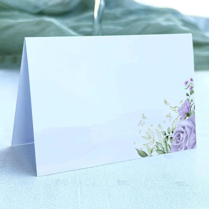 Hovedbilde Lilla rose - Doble bordkort 20stk