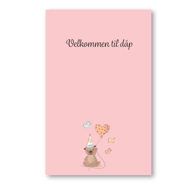 Hovedbilde Velkommen til dåp  - Rosa - Enkle Bordkort 20stk