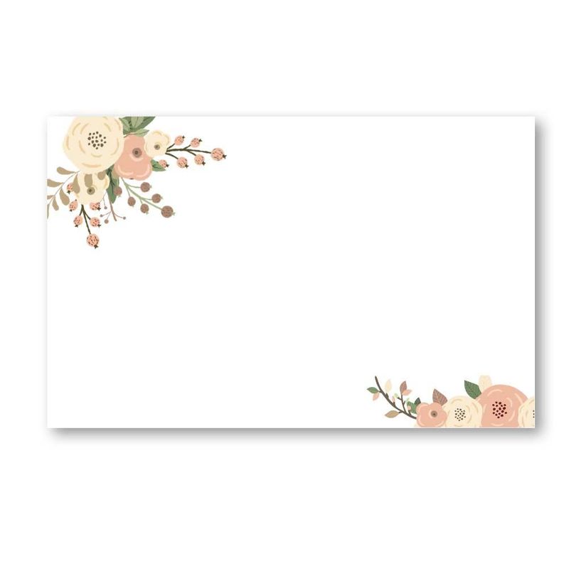 Fersken, blomster - Enkle Bordkort 20stk