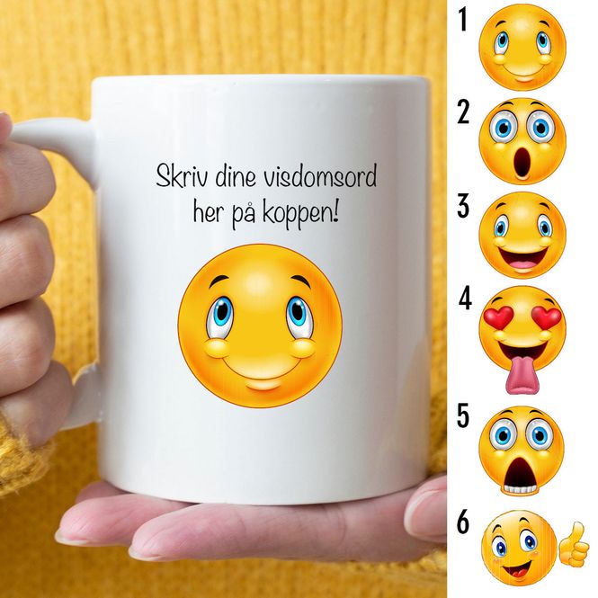 Hovedbilde Kopp 'Din tekst med smiley' 