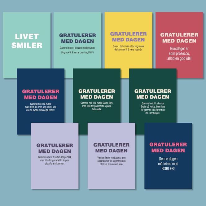 Hovedbilde 10 festlige bursdagskort - Pakke 01